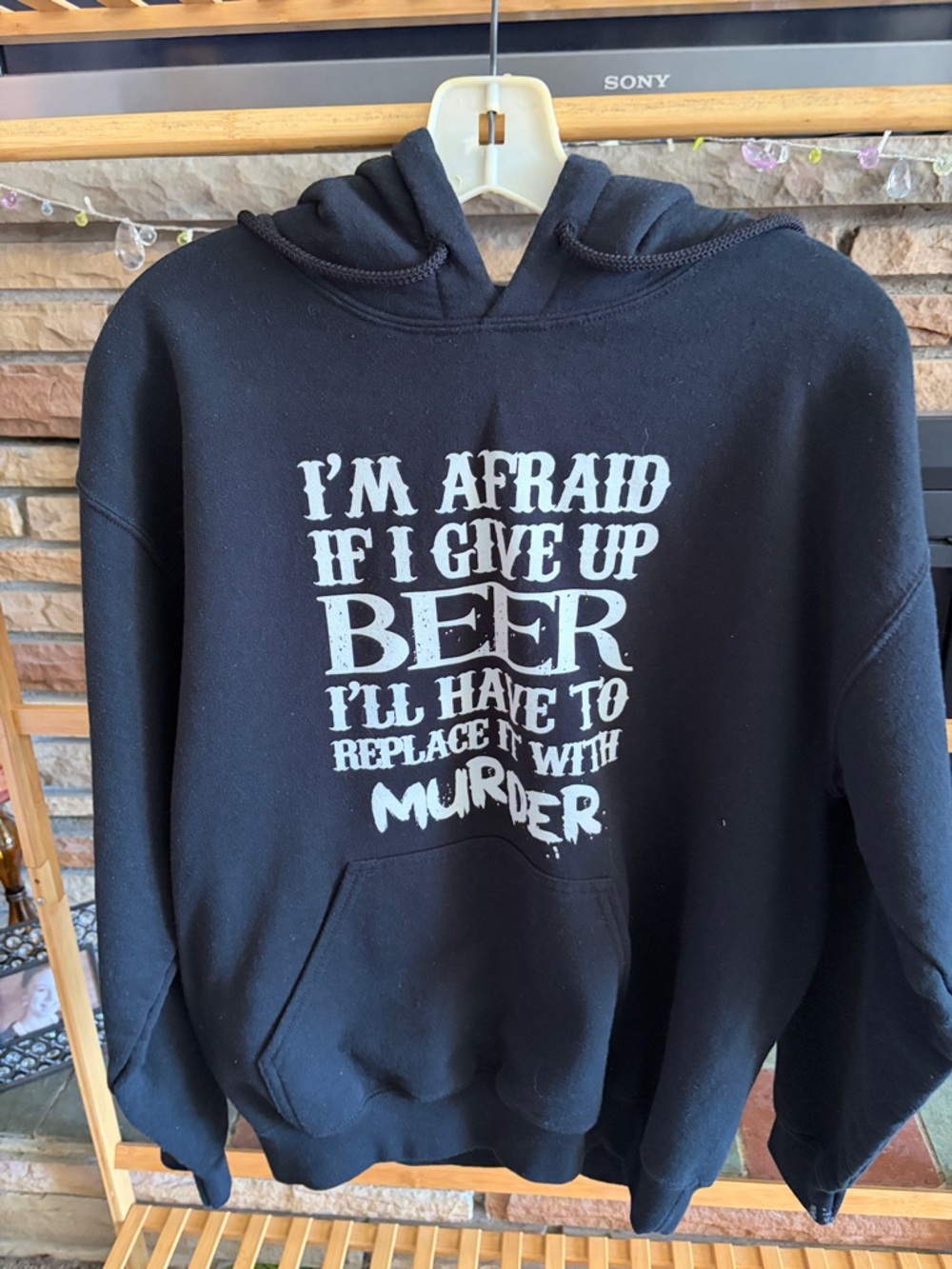 Gildan Black Hoodie with White Graphic Text